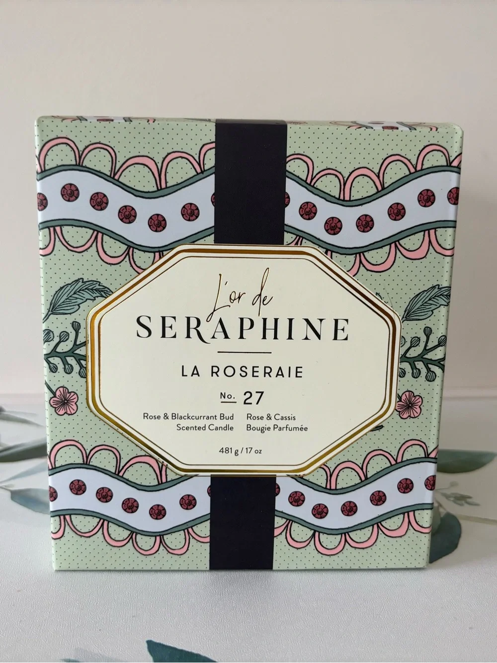L’or de Serpahine La Roseraie No 27 Candle 17 oz Ceramic Lidded Vessel
